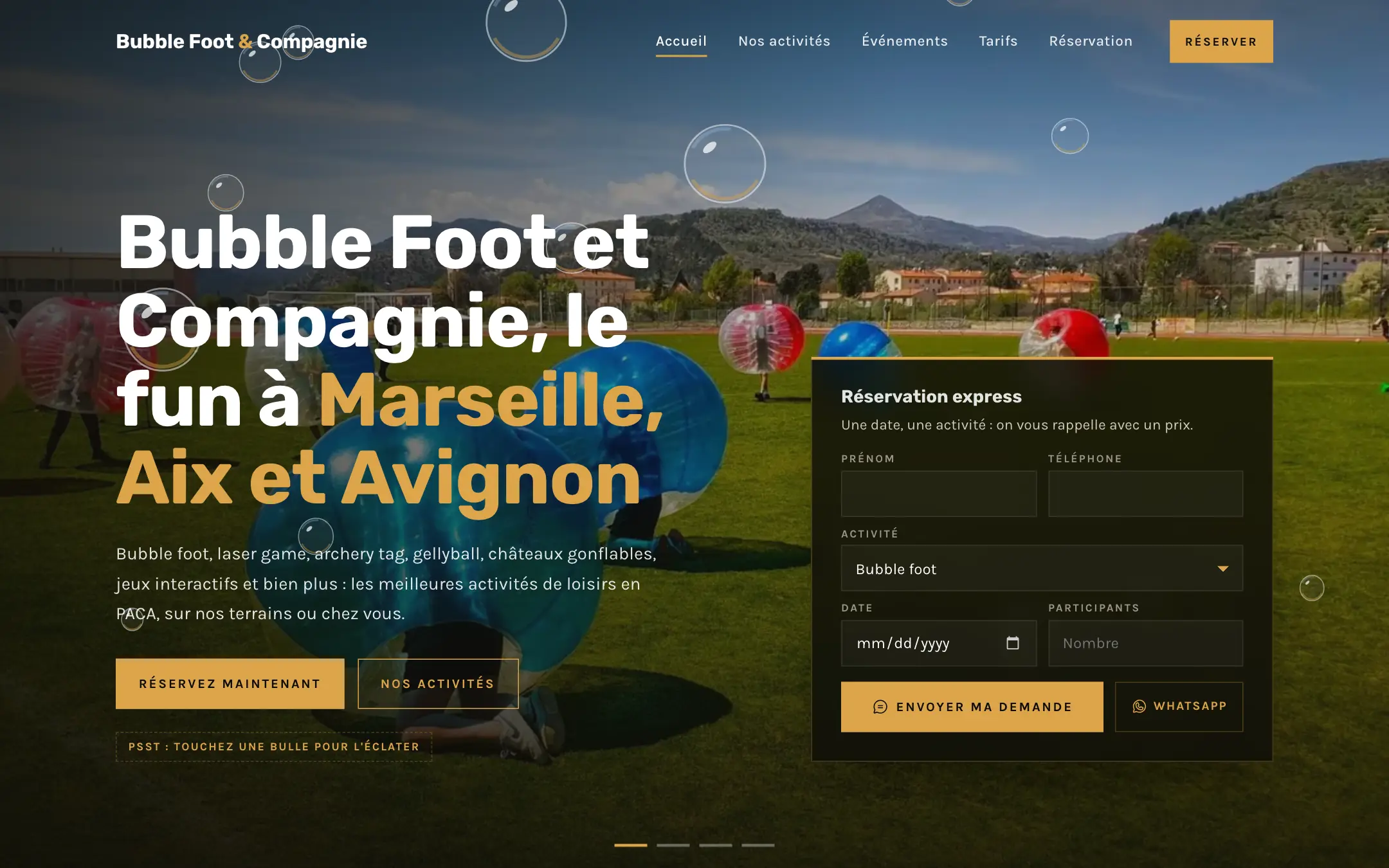 Bubble Foot & Compagnie, site sur ordinateur