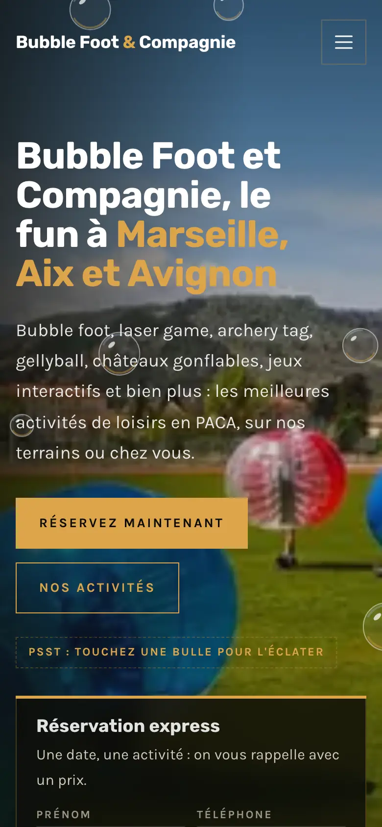 Bubble Foot & Compagnie, site sur téléphone