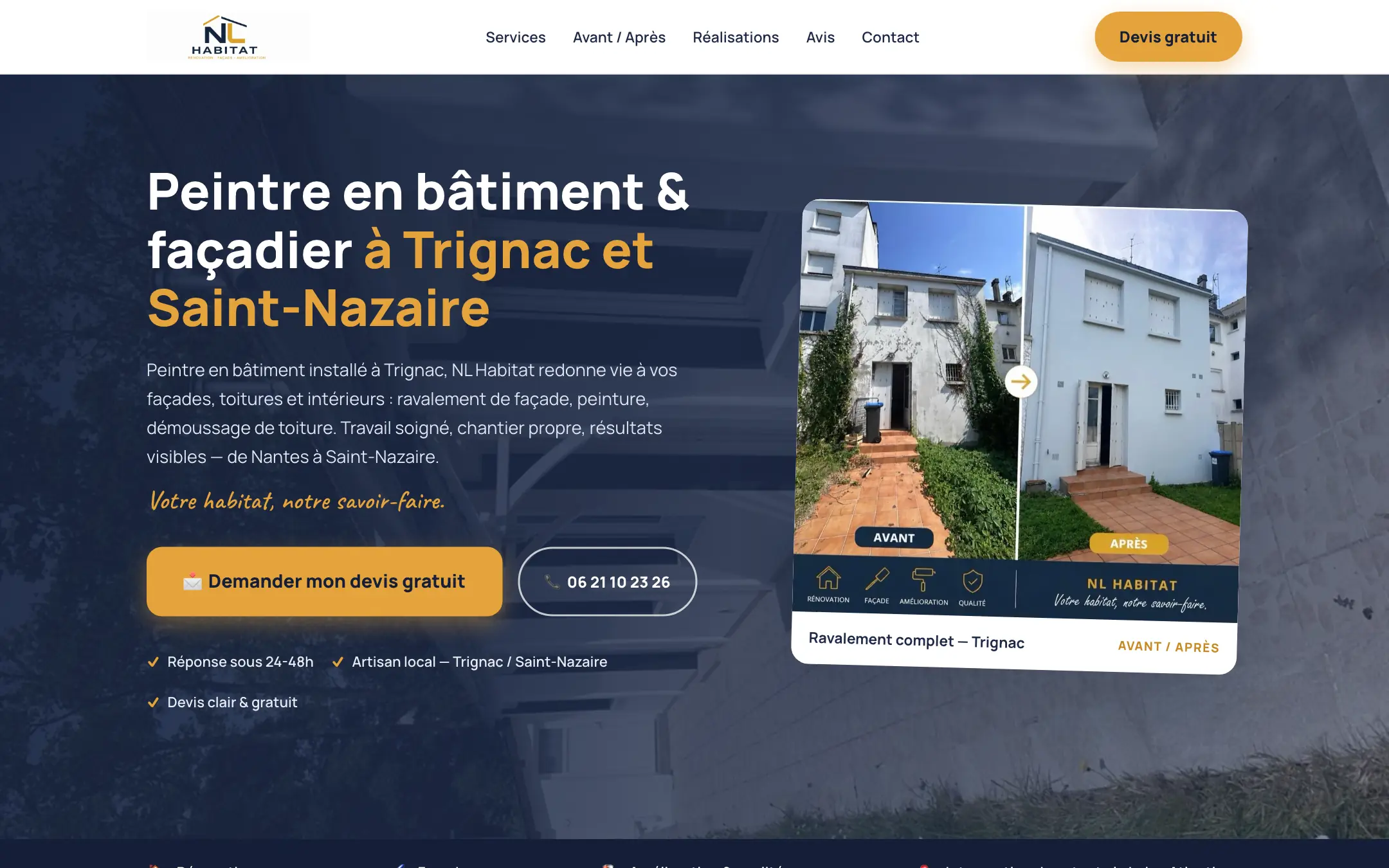 Page d’accueil du site NL Habitat