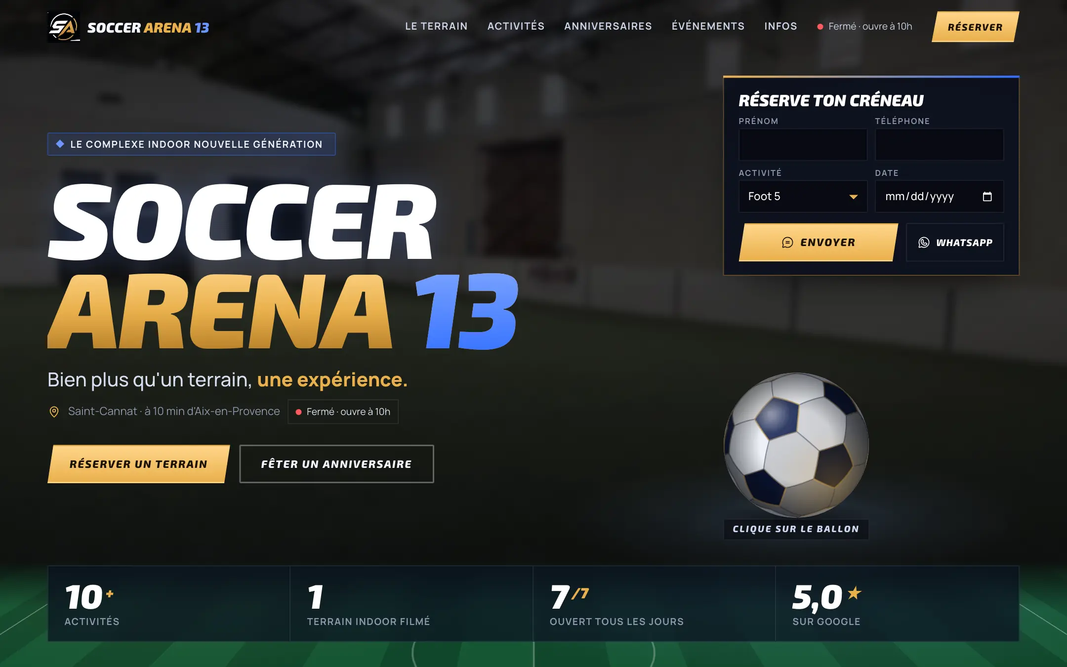 Soccer Arena 13, site sur ordinateur