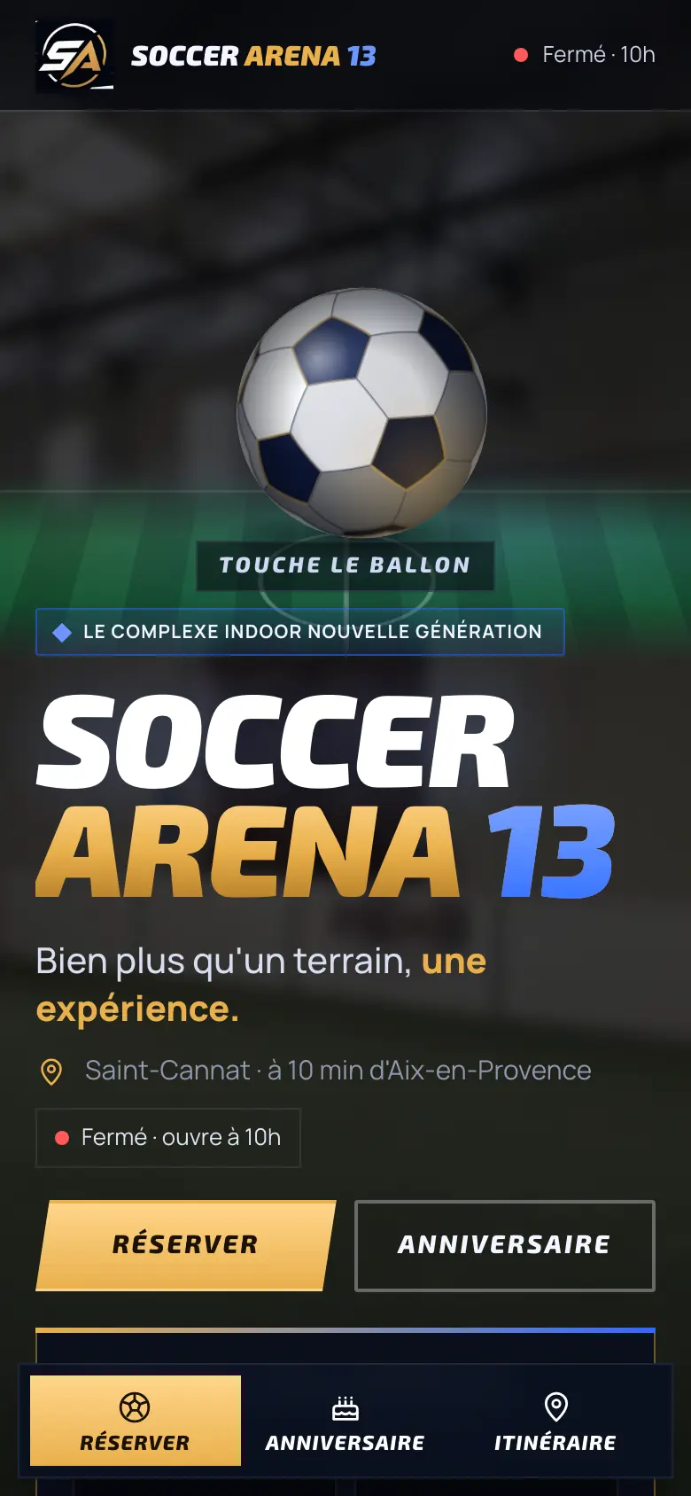 Soccer Arena 13, site sur téléphone