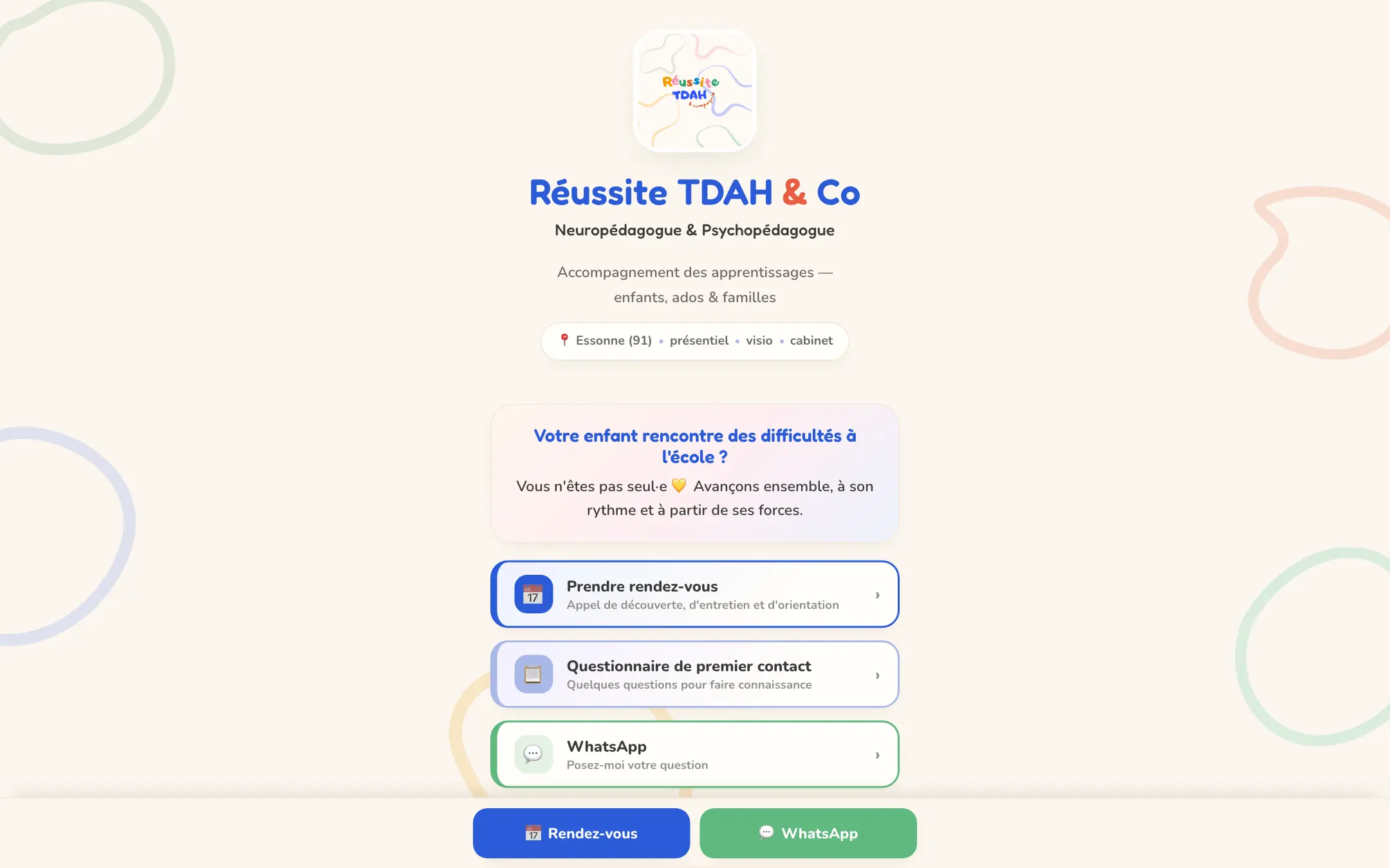 Page d’accueil du site Réussite TDAH & Co